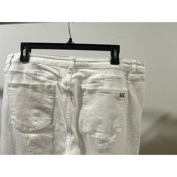 Michael Kors Womens White Flare Denim Jeans Size 16 Slit Front Pants Zipper New - Picture 6 of 9